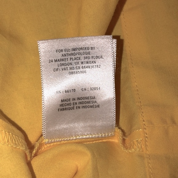 Anthropologie HD in Paris yellow ruffle sleeve top size small 10 - Picture 7 of 7